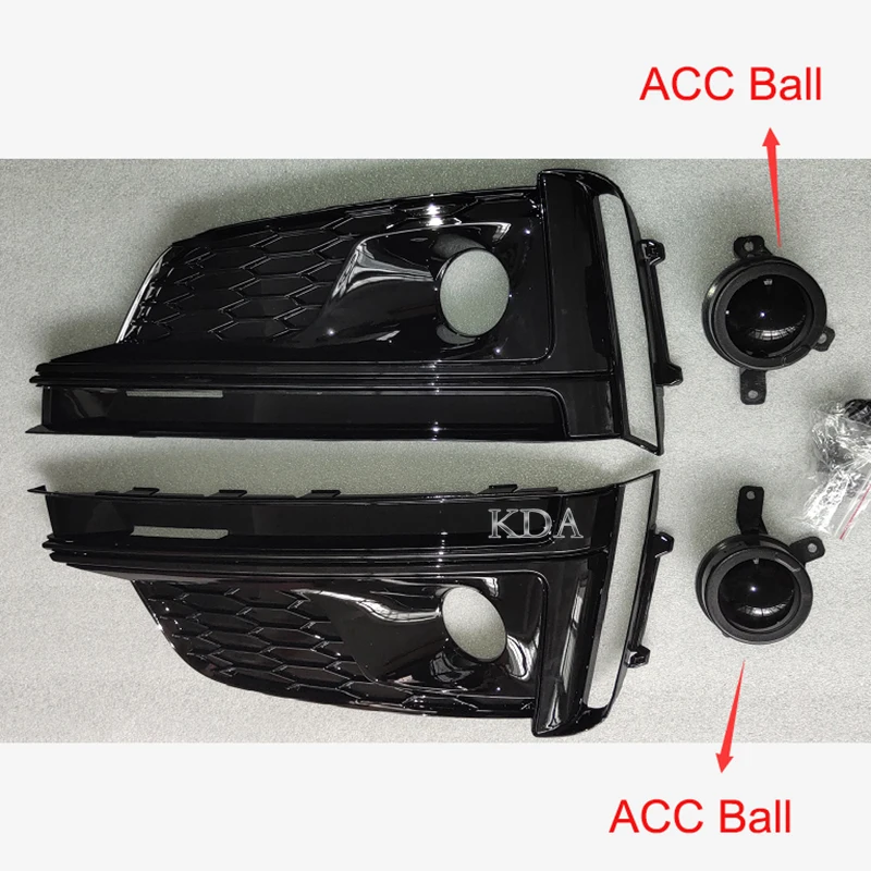 

Auto All Black Chrome Front Bumper Fog Light Grill Cover Racing Grills With ACC For Audi A5 Sport S5 Sline 2017 2018 2019 2020
