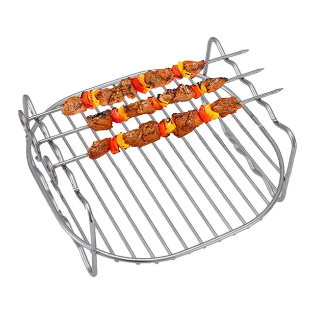 Stainless Steel Airfryers Double Layer Rack Versatile Round Roasting Rack Grill Rack With