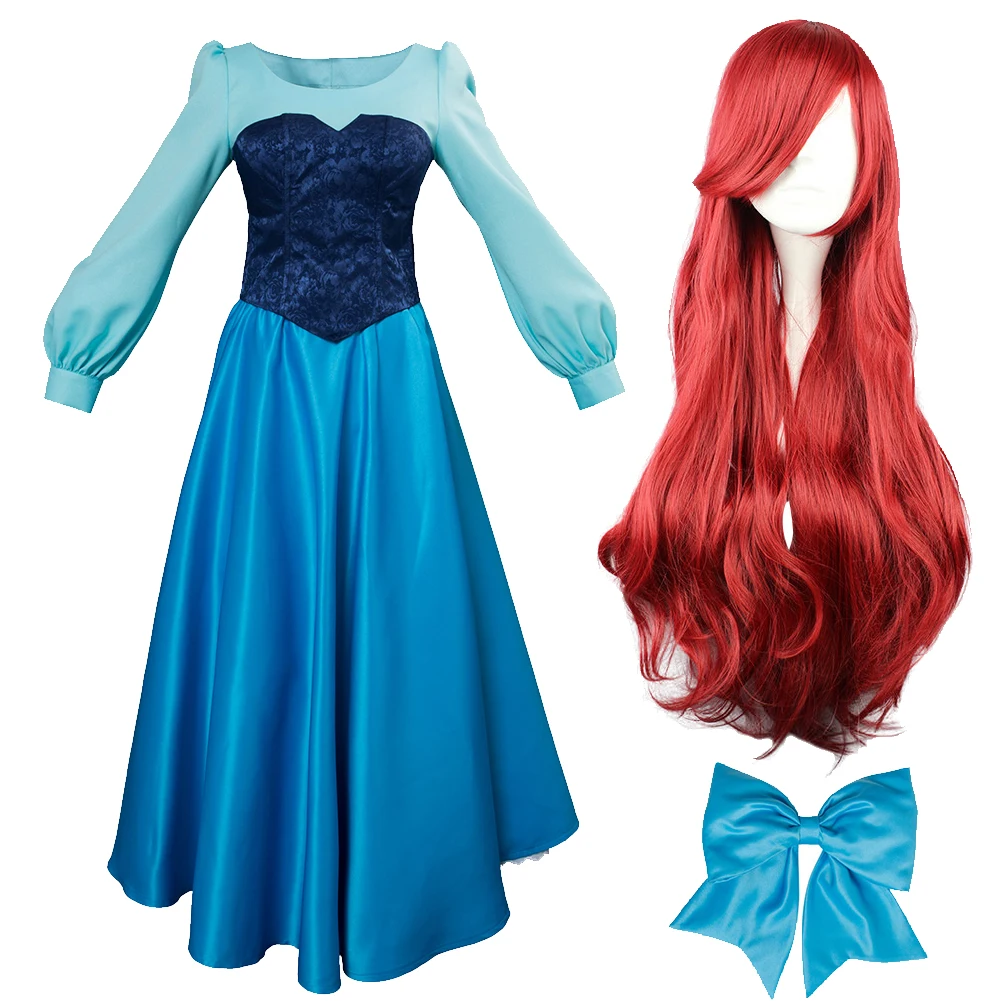 Cartoon Movie Mermaid Princess Cosplay Costume Women Blue Skirt Dresses  Halloween Party Clothes For Ladies Role Play Fashion New - AliExpress  200000532