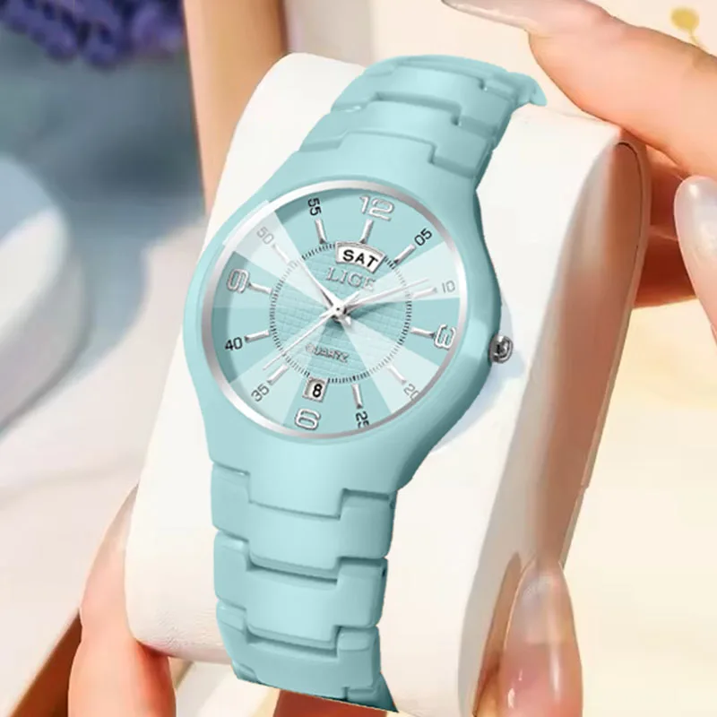 LIGE New Waterproof Ladies Quartz Watches Fashion Creative Ceramic Watch Women Casual Elegant Bracelet Watches Gift For Women