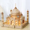 3D Puzzle Wooden House Model Royal Castle Taj Mahal With Light Assembly Toy For Kids Adult DIY Model Kits Decoration for Gifts 1