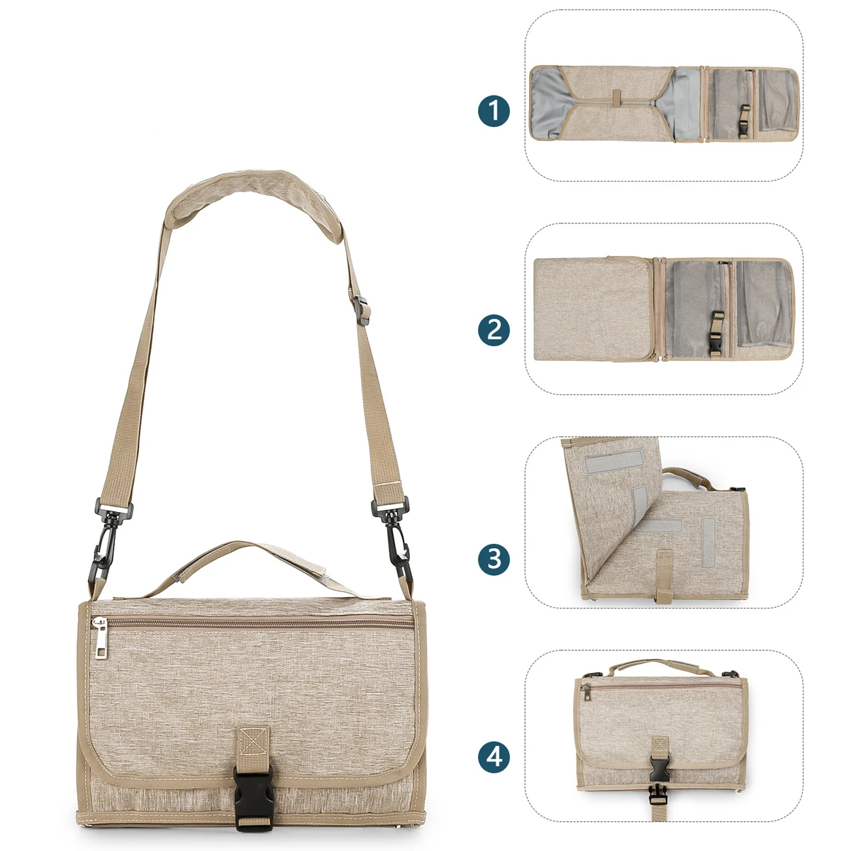 1pcs Baby Diaper Pads Outdoor Travel Folding Waterproof Diapers Shoulder Strap Wet Wipes Pocket
