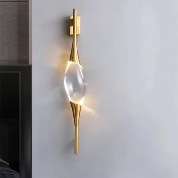 Postmodern Brass & Crystal Up-Down Wall Sconce 1
