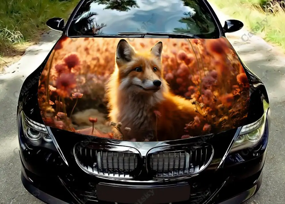 

fox animal Car Decal Hood Vinyl Sticker Wrap Decorative Film Hood Decal Car Accessories Sticker
