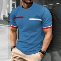 2024 Men's Street T-shirt Summer Men's 3D Stripe Letter Print Short Sleeve Tops Oversized Casual Tee Hipster T Shirts Clothing 2
