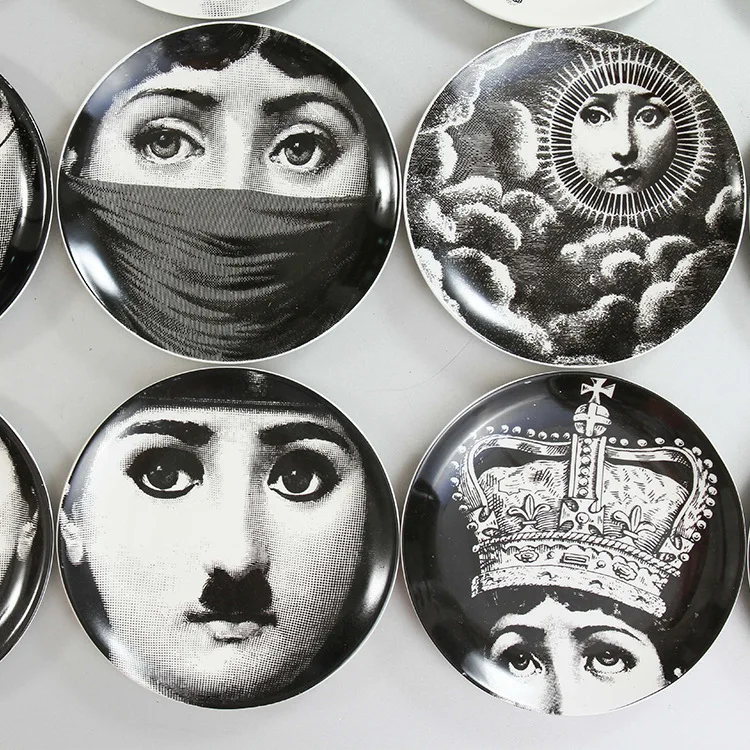 

Декоративная керамическая тарелка 8 дюймов, тарелка для дома, гостиной, фон для украшения стен, художественная тарелка для лица, тарелка для ...