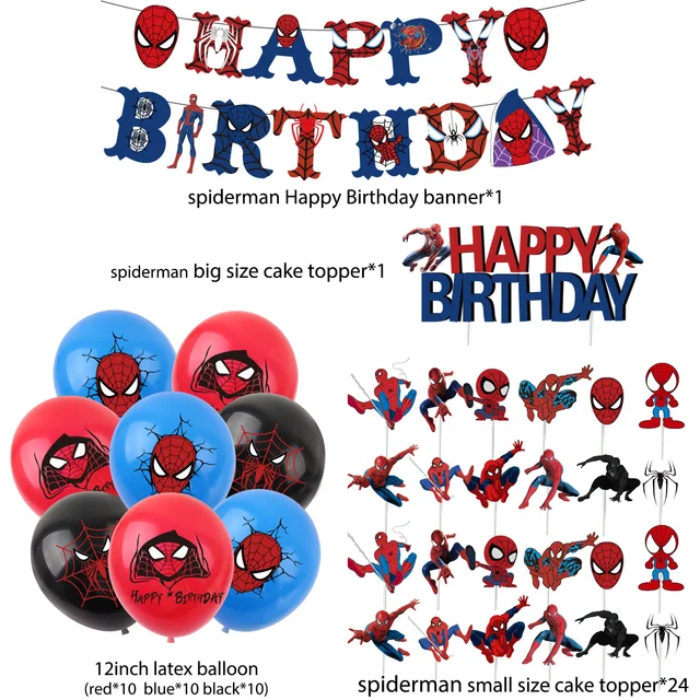 Bougie dans le gâteau 6 joyeux anniversaire, Spider-Man - AliExpress
