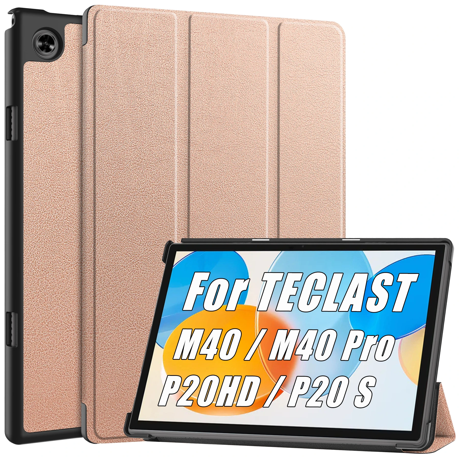 LiuShan per TECLAST P20HD Custodia, 360 Gradi di Rotazione Custodia in Pelle PU Caso per TECLAST M40 / Dragon Touch Notepad 102 / Winnovo P20 / Blackview Tab 8 / Tab 8E / AOYODKG A39,Magenta