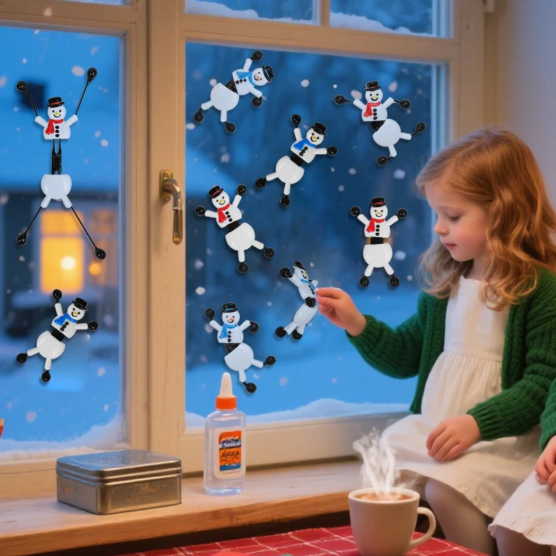 5-20Pcs Climbing Wall Sticky Snowman Cute Poseable Stretchy Toys 2026 New Year Party Kids Gifts Christmas Decoration For Home