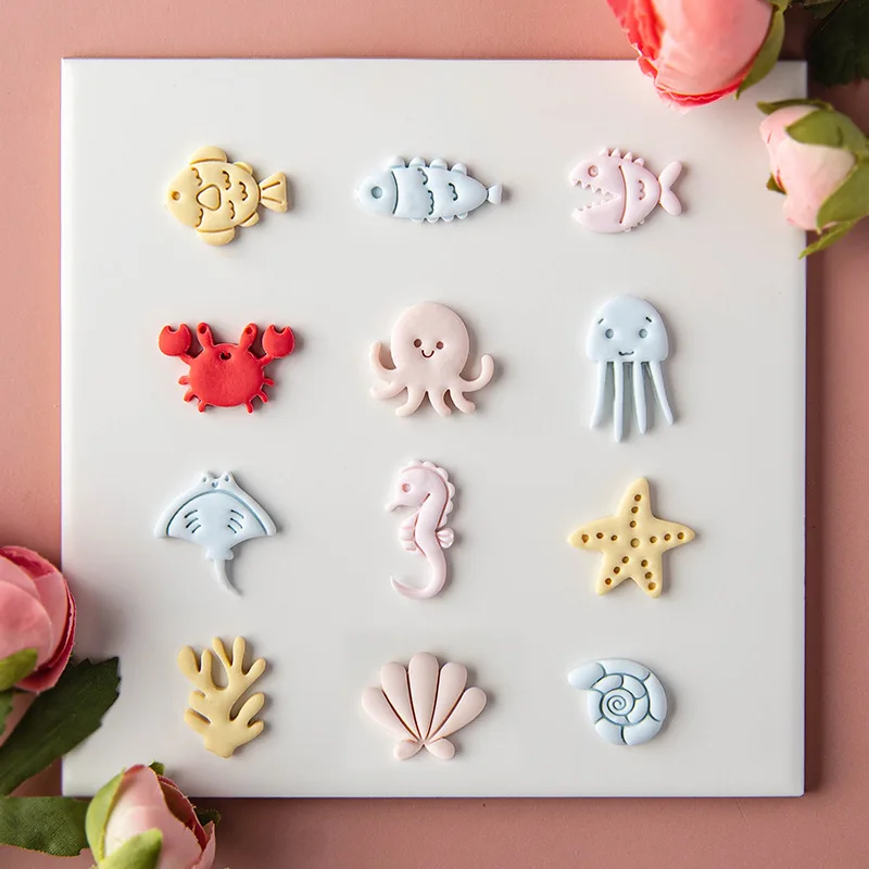 Polymer Clay Cutter Ocean Series Earring Cutters Cartoon Underwater World Clay Modeling DIY Earrings Pendant Jewelry Cutting Die Hand Tools