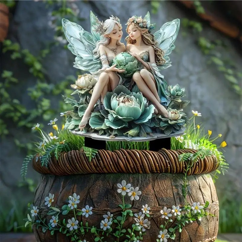 Set Statuette Fate Per Giardino Delle Fate, In Resina, Con Tavolo E Accessori | Miniature Da Giardino Fatato, Decorazioni Per Bonsai E Piante
