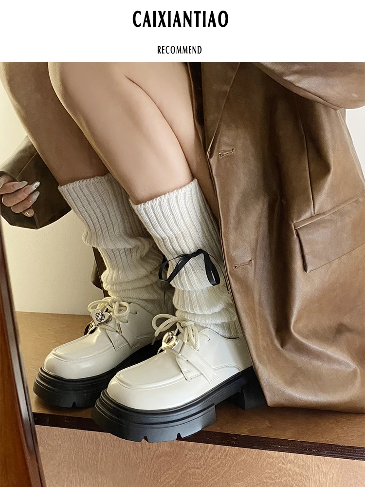 

Женские кроссовки в британском стиле, белые осенние кроссовки на платформе, оксфорды с круглым носком, новая классическая обувь в стиле ретро, 2023