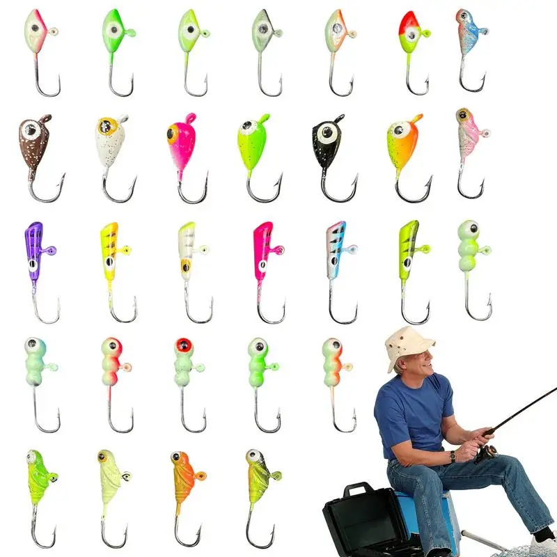 

30pcs Durable Jig Fishing Lure Spinnerbait Spoon Jig For Trout Perch Mini Bait Ice Fishing Jig Lures Fish Hooks