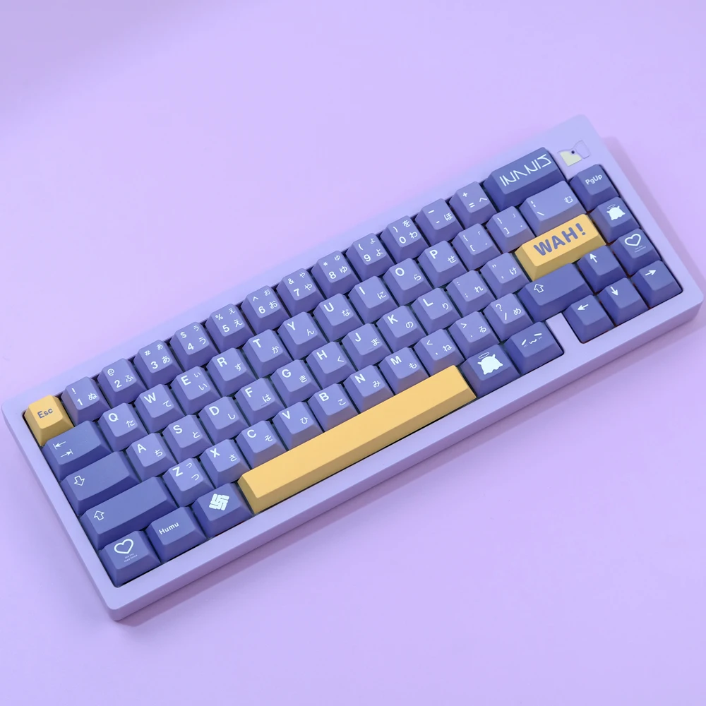 Teclado Mecânico Pbt Keycaps Sublimação de Corante Lados Roxo Amarelo Cereja Interruptor mx Teclado Japonês 129 Chaves - Imagem 2
