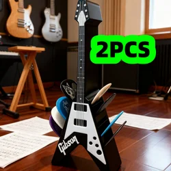 Black 10 - Slot Guitar Pick Holder - Stylish and Practical Pick Storage Solution, Ideal Gift (2Pcs)