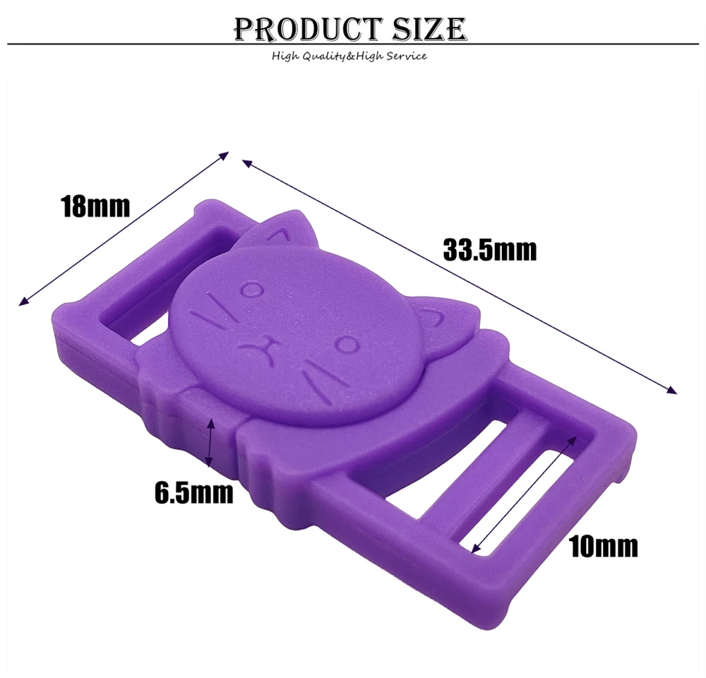 12 teile/paket 3/8 "Cat-Head-Kunststoff-Sicherheits schnallen für BH-Katzen kragen Paracord-Gurtband zubehör – Detail 2