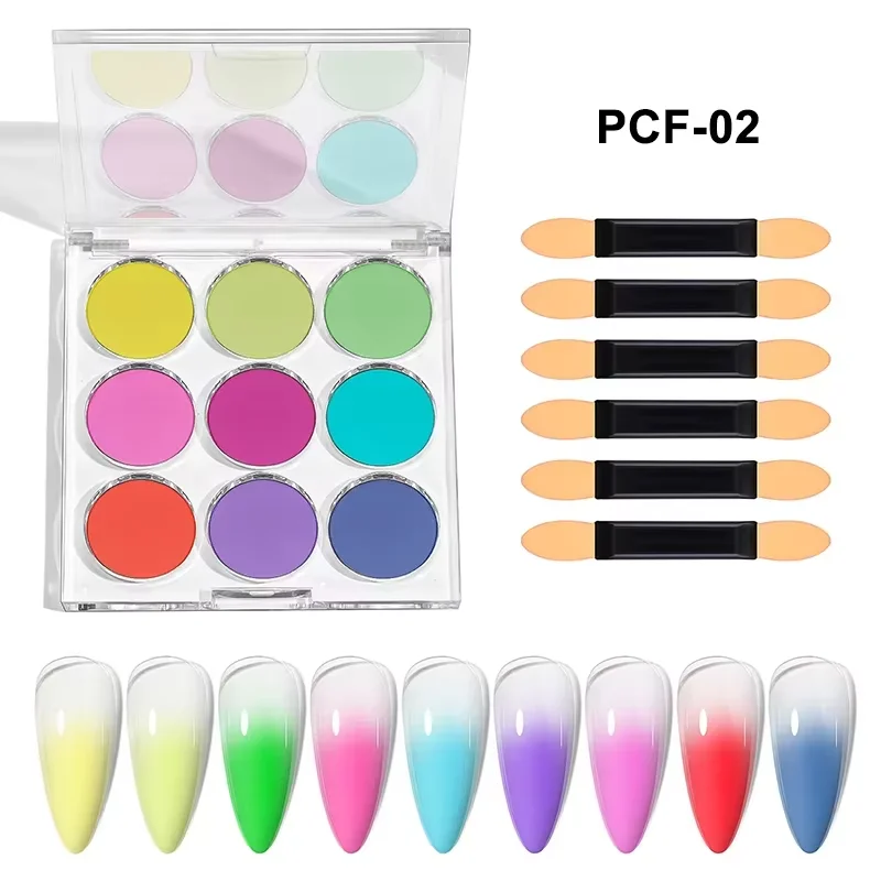 9 Farben Festes Nagelpuder Nagelpigment-Staub für UV-Lack Dekoration Schimmernder Feiner Glitzer Matt Pat DIY Nageldesign – Detail 3