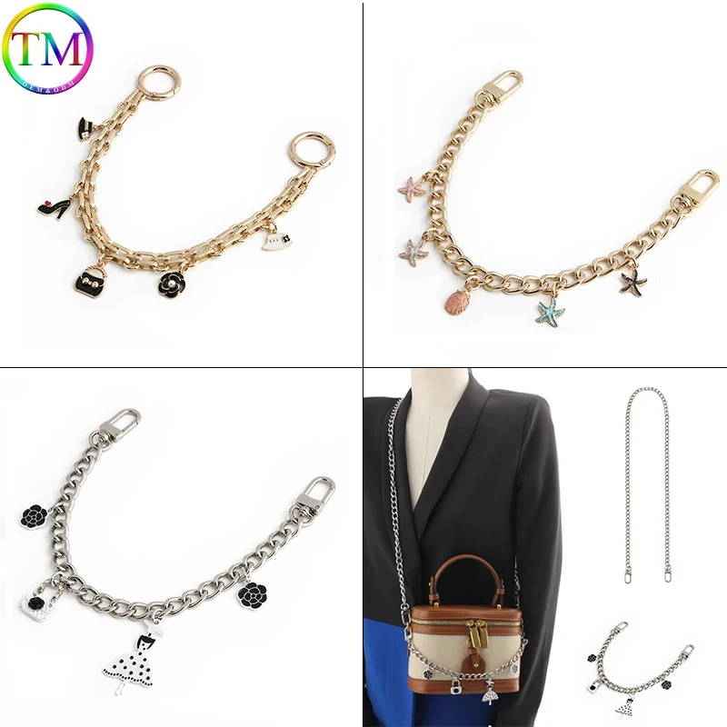 1/5Sets Metal Chain Strap Hanging Decoration Chain With O Spring Ring For Bag Handbag Shoulder Belt Pendant Hardware Accessories 10 50 pieces metal flat custom o ring bag buckles women handbag strap clothes decorative clasp loop diy hardware accessories