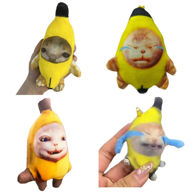 

Cartoon Keychain Cute Crying Banana Cat Shape Keychains Personality Car Keychain Keyring Bag Pendant for Adult Teens