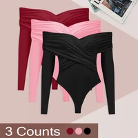 Sexy Women New three piece set Bodysuits Spring Backless Corset Slim Fashion Crossed Long Sleeves Casual Elegant Female Clothing - Image 3