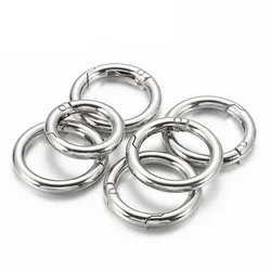Set of 6 Metal Spring O-Ring Bag Buckles - Versatile Snap Hooks - 35mm 6pcs (Silver)