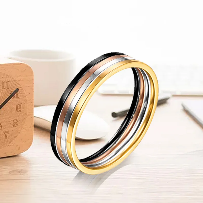 DARHSEN Fashion Jewelry Stainless Steel Small 1mm Girl Women Rings Solid Polished Black Silver gold Color size 3 4 5 6 7 8 9 10 5