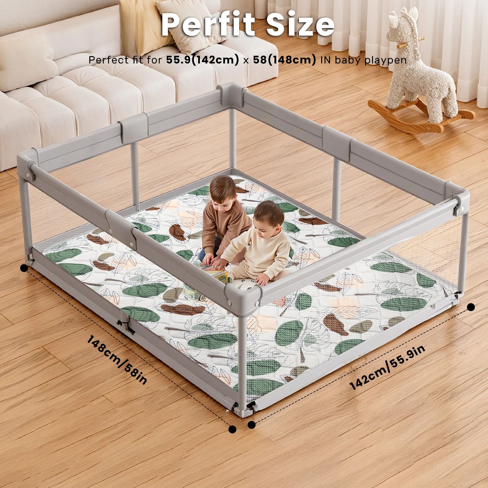 Extra Thick Baby Play Mat (50x50 in) for Playpen and Crawling,