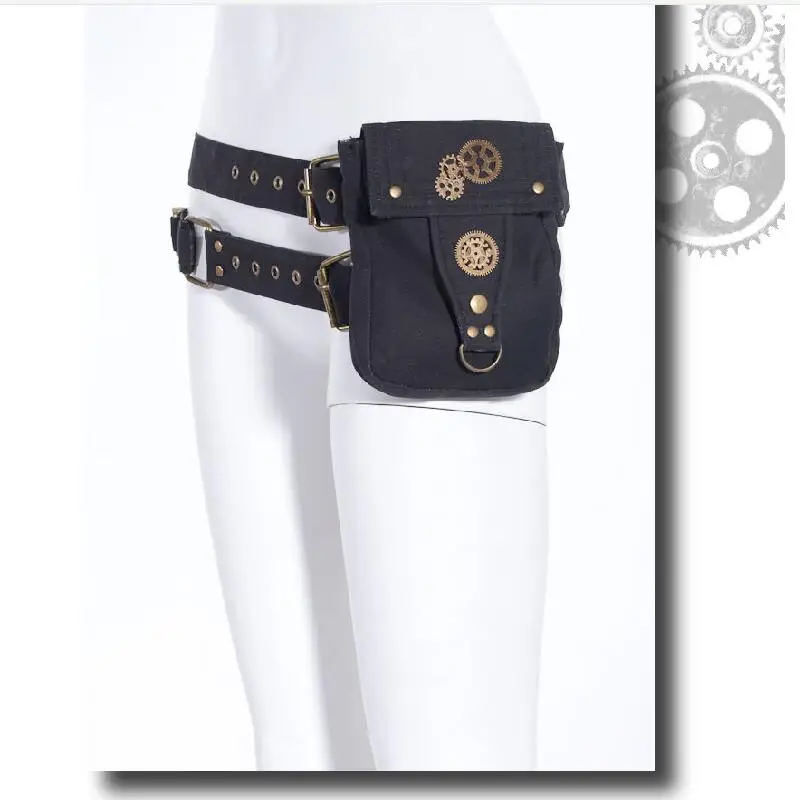 Waist pack bum bag Steam Punk Banana bag Rock Canvas Retro Goth Shoulder Waist bag Women and Men Thigh clutch women fanny pack