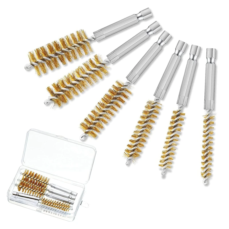 

6 PCS Drilling Brush, Including Different Sizes Of 1/4 Inch Hex Shank Cleaning Brush, Suitable For Percussion Drills