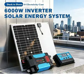 Inverter a Onda Sinusoidale Pura da 6000W, da DC 12V a AC 220V, Caricabatterie Intelligente per Casa, Camper, Campeggio, Barca, Sistemi Off-Grid e Solari