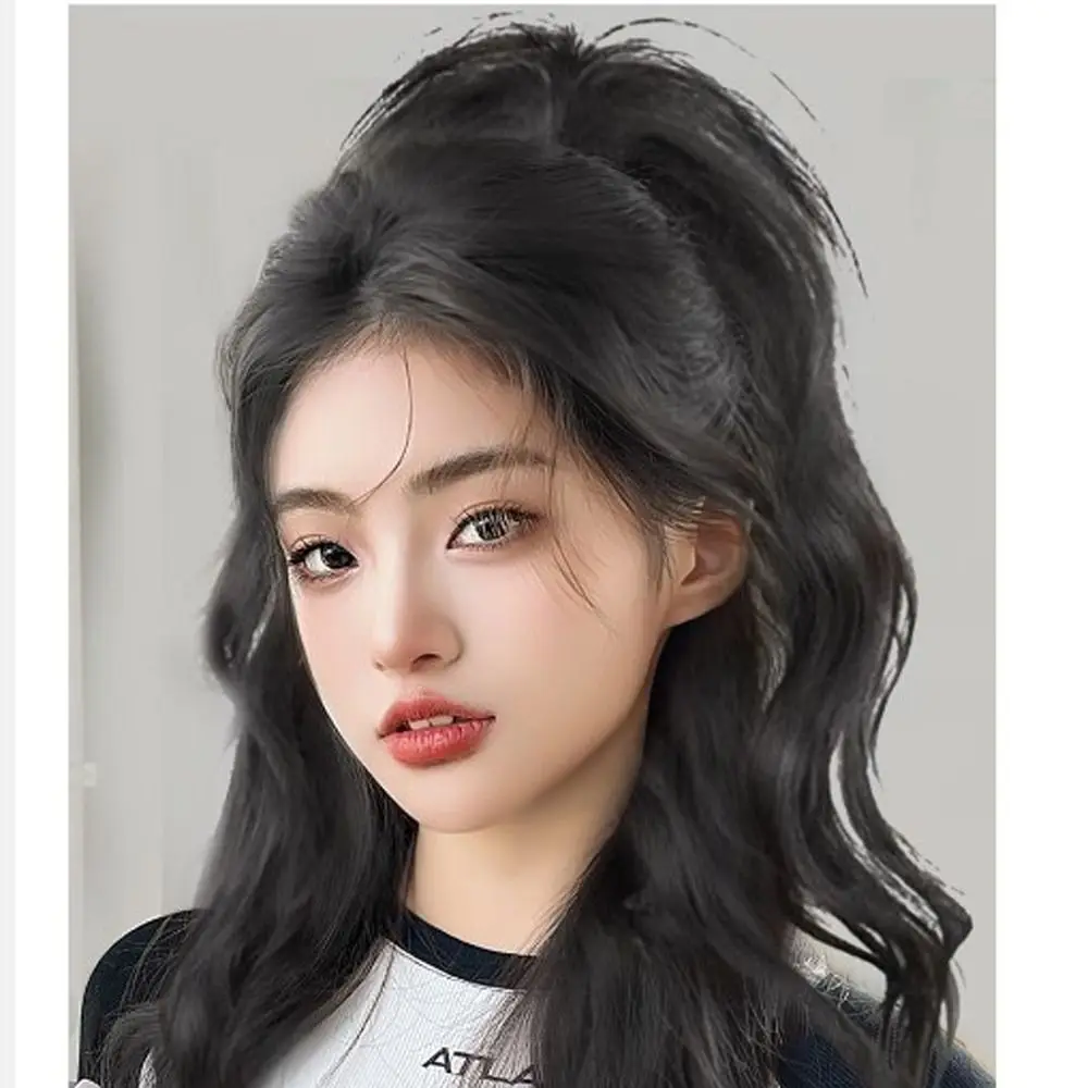 치킨 네스트 헤드 헤어 백, 내추럴 걸 헤어 익스텐션, 짧은 웨이브 포니테일, 하프 포니테일 가발, 발톱 클립, 포니테일 포니테일 가발