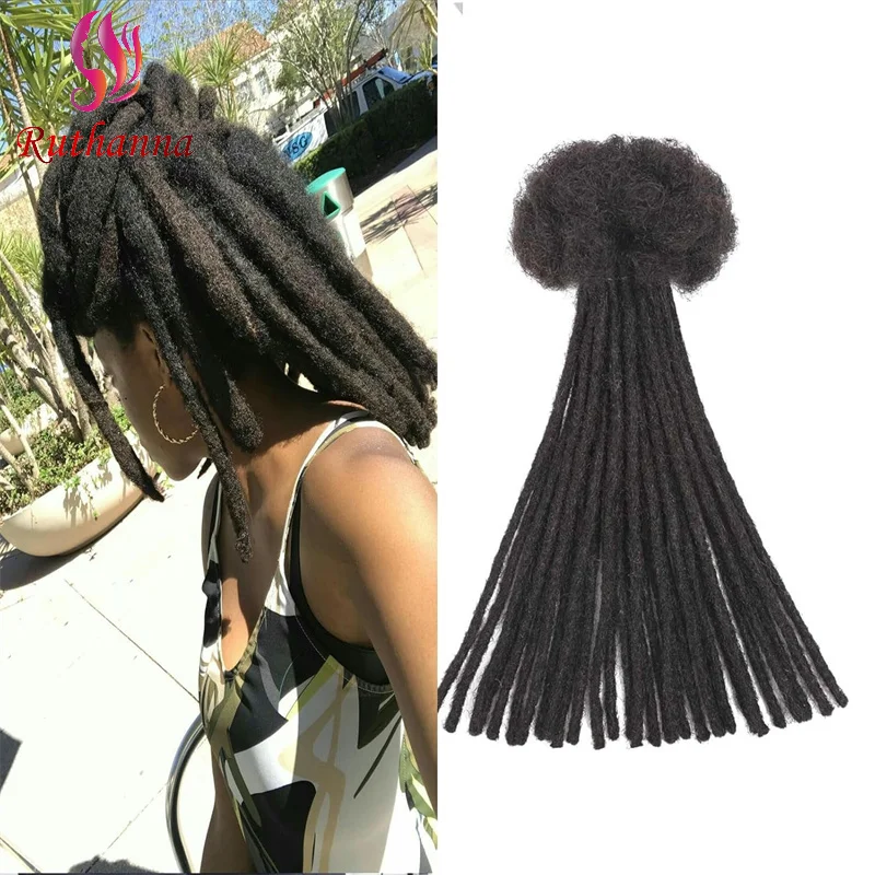 0.2/0.4/0.6/0.8cm Thickness Natural Black Loc Extensions Permanent Human Hair Handmade Dreadlock Extensions For Men Women 1