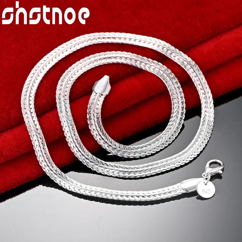 

SHSTONE 925 Sterling Silver Necklace For Man Woman 6mm 50cm Flat Side Chain Classic Party Wedding Birthday Gift Fashion Jewelry