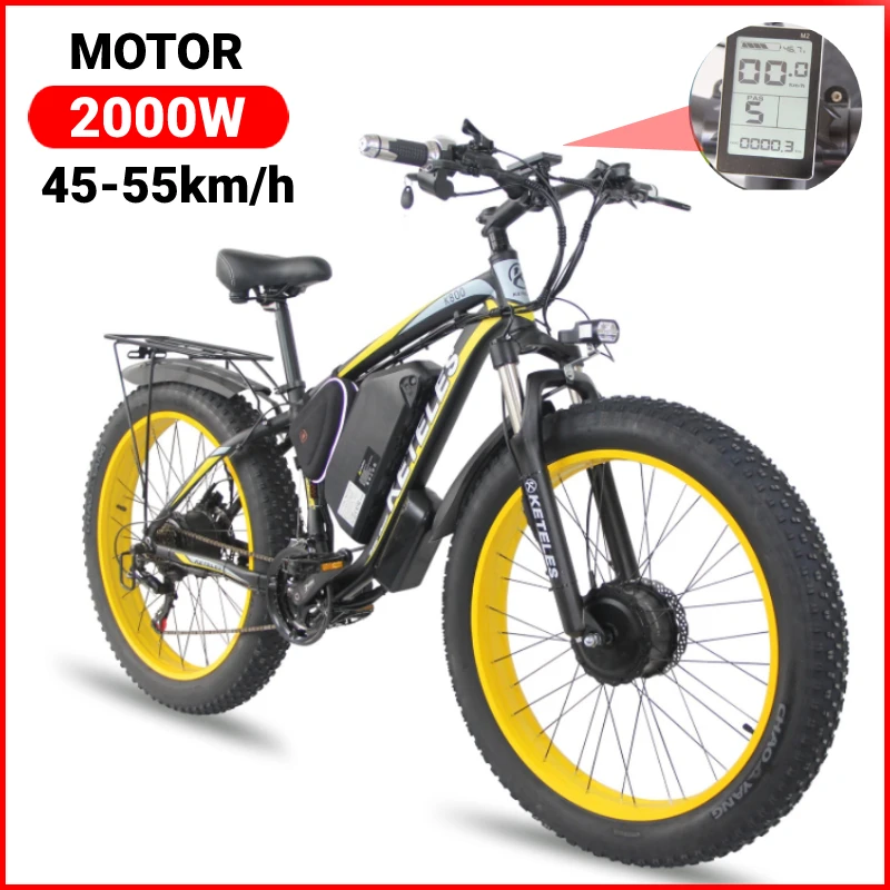 26 Inch 48v 23Ah Land Cruiser 48V 2000W Electric Bicycle 1000W Two Motor Driven E Bike * 4.0 Fat Tire High Speed 50-60km/h | Спорт и