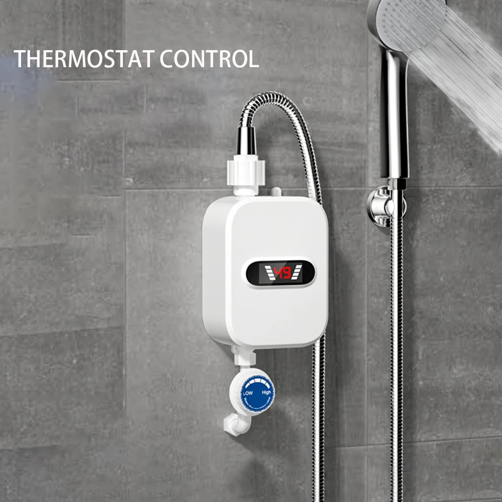 3500W Mini Hot Water Heater Shower 304 Stainless Steel Rain Shower Head Rapid Heating LCD Digital Shower System Set for Bathroom 2