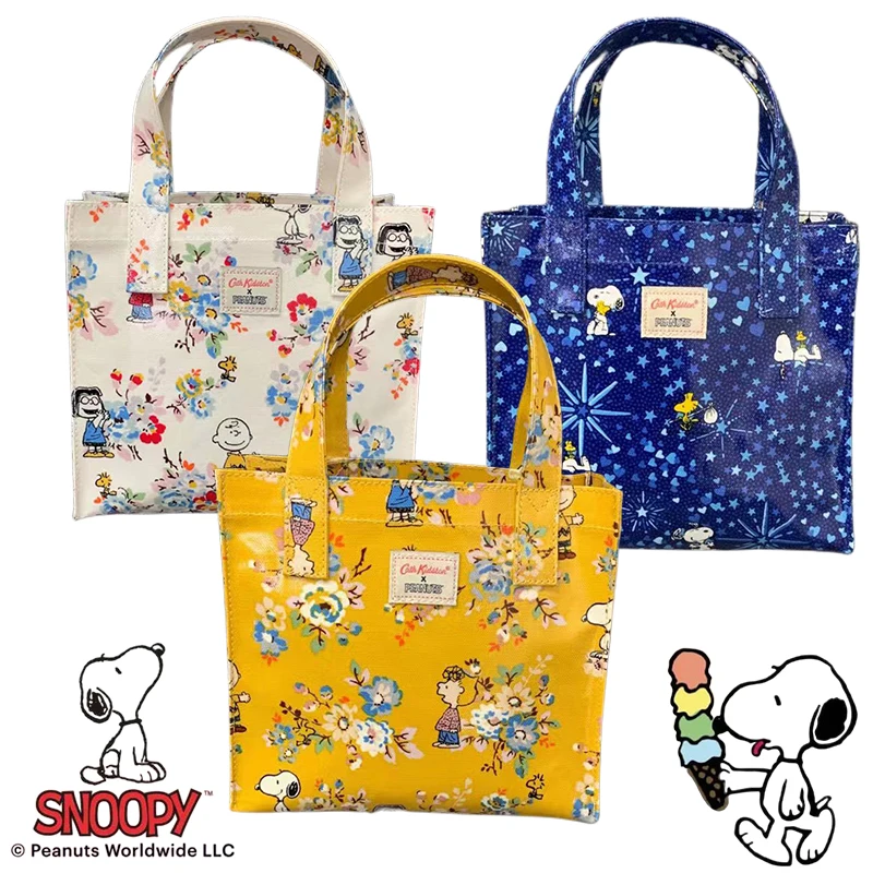 Kawaii Snoopy Peanuts Handbag Cartoon Flower Printed Family Waterproof