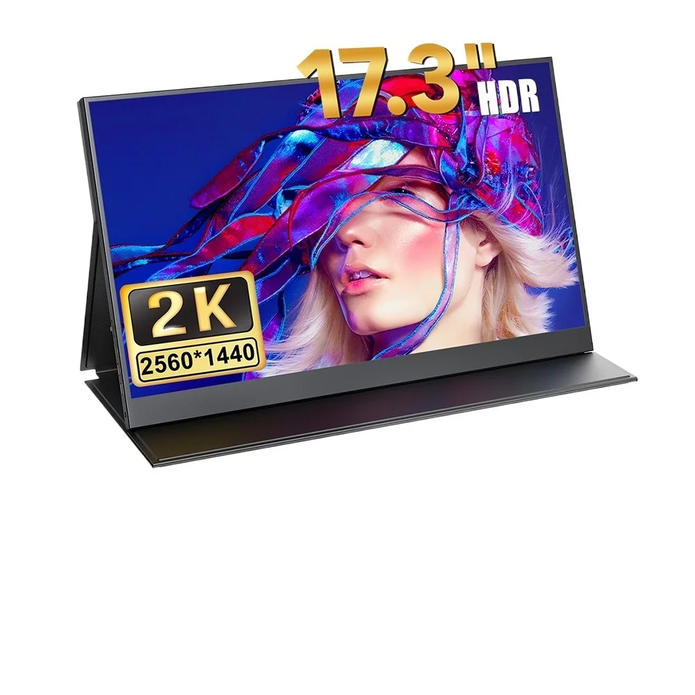 휴대용 모니터 모바일 디스플레이, 2K 1080P 풀 HD IPS HDR, C타입 미니 HDMI 포함, PS4 Xbox 스위치 노트북 PC용, 17.3 인치, 신제품