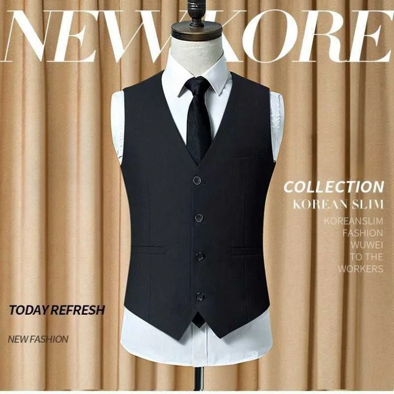 Slim-fit hooded single-breasted casual solid color vest for all seasons slim luxury vest suit