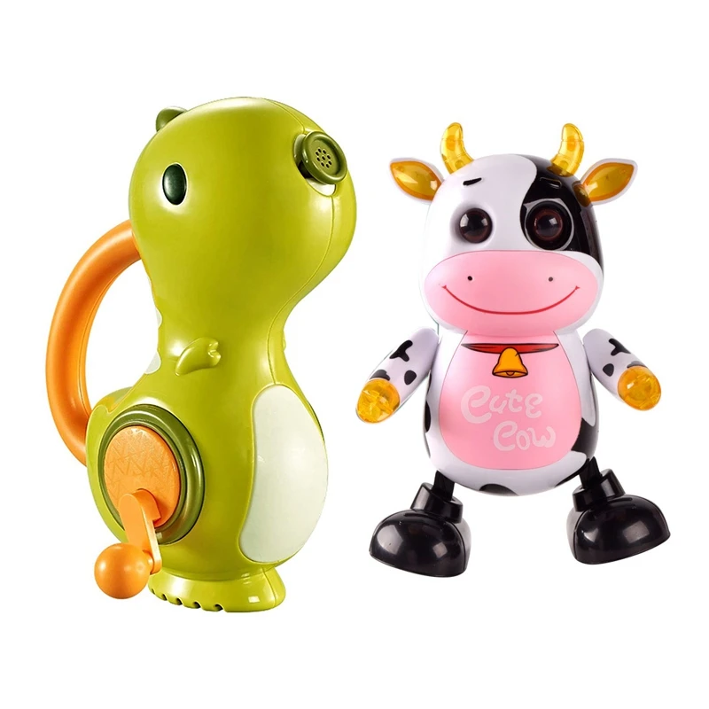 

Kids Electric Singing Moving Dancing Cute Cow Model Robot Toy With Manual Spray Water Baby Dinosaur Baby Bath Toys-Drop Ship