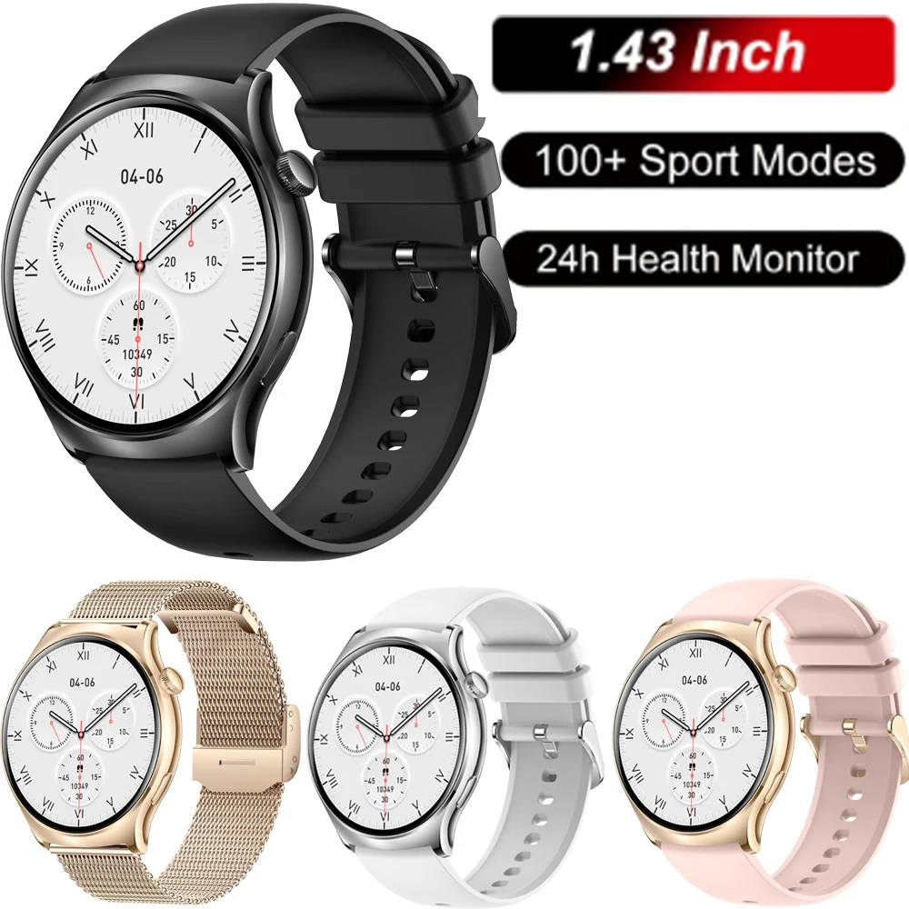 

Men Sports Smartwatch Men Bluetooth Call Clock 1.43Inch IP67 Waterproof Watches for RedMi Note 10 Tecno Spark Go Motorola Edge 2