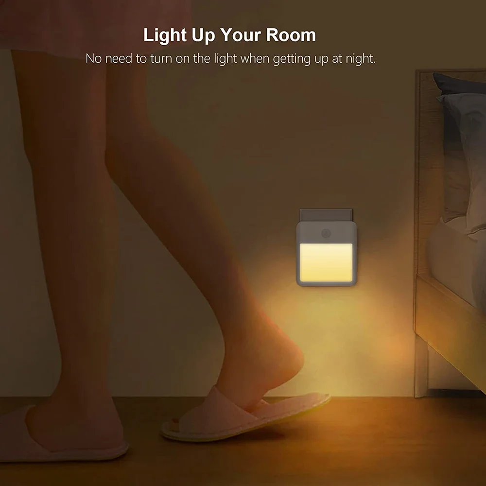 2 in 1 Motion Sensor Night Lights US EU UK AU Plug Dimmable LED Warm White Ambient Light Bedroom Living Toilet Stairs Kitchen