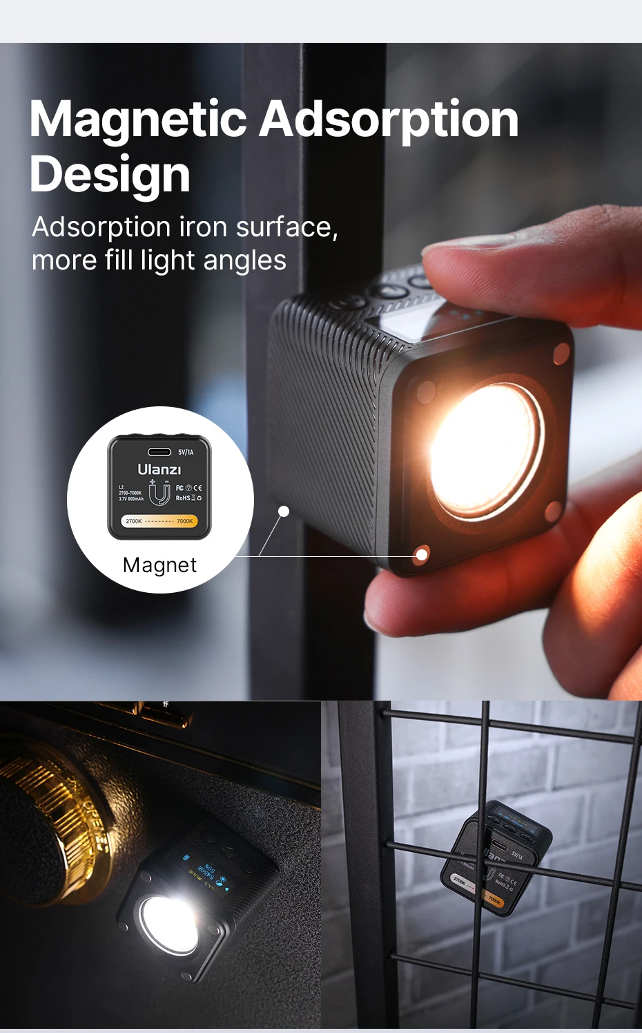 L2 Bi Color COB Mini Video Light Dimmable 2700K-7000K Camera Light CRI 95+ LED P