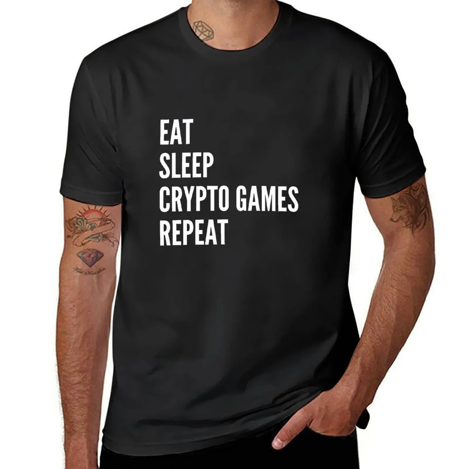 

Eat Sleep Crypto Games Repeat T-shirt oversized sports fans customizeds cute tops mens tall t shirts