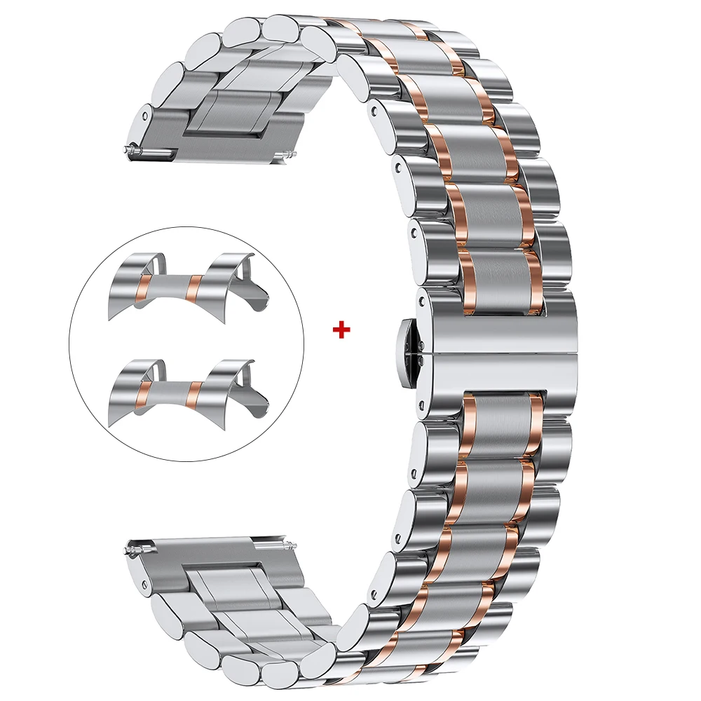 Elegant Stainless Steel Curved-End Bracelet with Butterfly Buckle