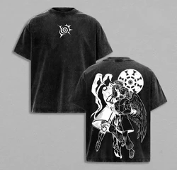 Vintage Washed Seven Deadly Sins Anime Oversized T - Shirt - Unisex Summer Short Sleeve Cotton Tee - XL (Black)