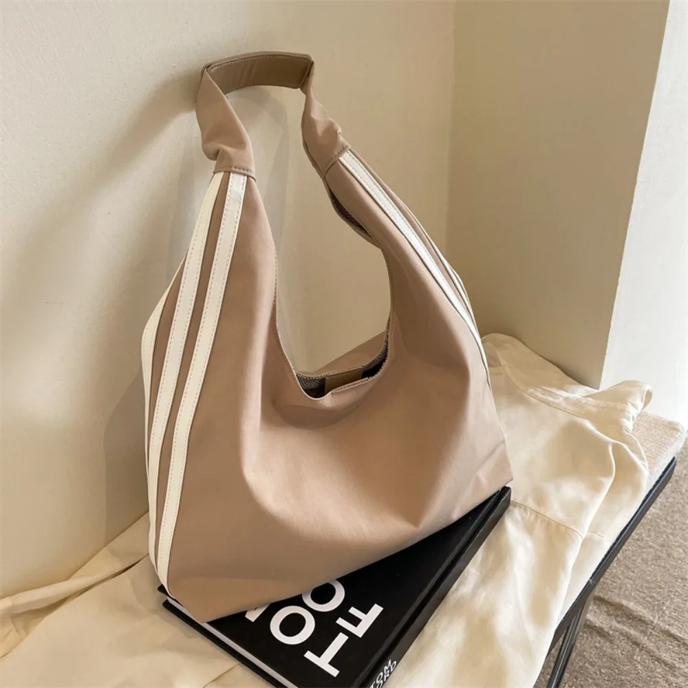 

Large Cpacity Shoulder Bags For Women Korean Fashion Stripe Handbags College Student Bucket Tote Bags Ladies Commute Bags