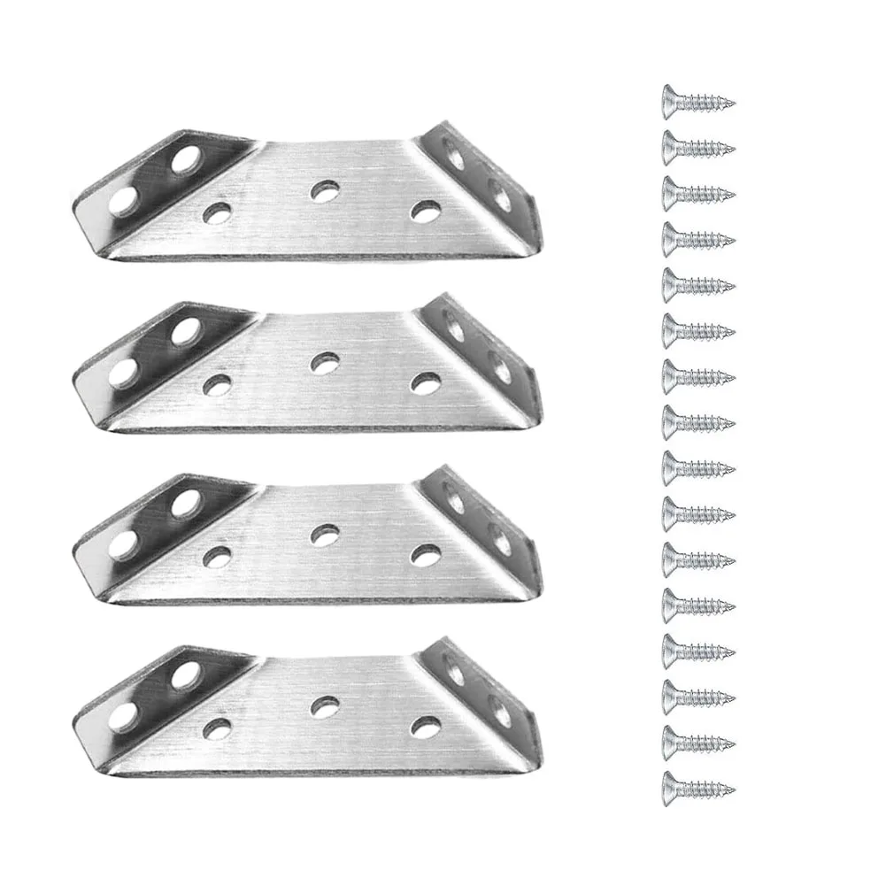 

4pcs Universal Furniture Corner Connector Stainless Steel Triangle Support 90 Degrees Corner Frames For Chairs Bookshelves Doors