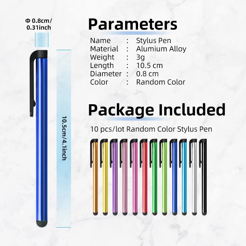 10-Pack Capacitive Stylus Pens with Soft Touch Tips