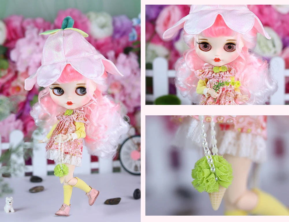 Edith – Premium Custom Neo Blythe Doll with Multi-Color Hair, White Skin & Matte Smiling Face 5