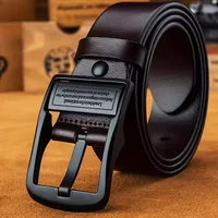 Ceinture pour hommes d'affaires de mode véritable marque de luxe ceinture boucle en métal ceinture en cuir PU de haute qualité ceinture souple avec pantalon Cargo jean 3